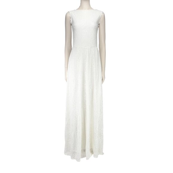 BLUSH SC Classic Simple Boho Lace Openback Stretch Shimmering Wedding Dress S-XS - Picture 8 of 12